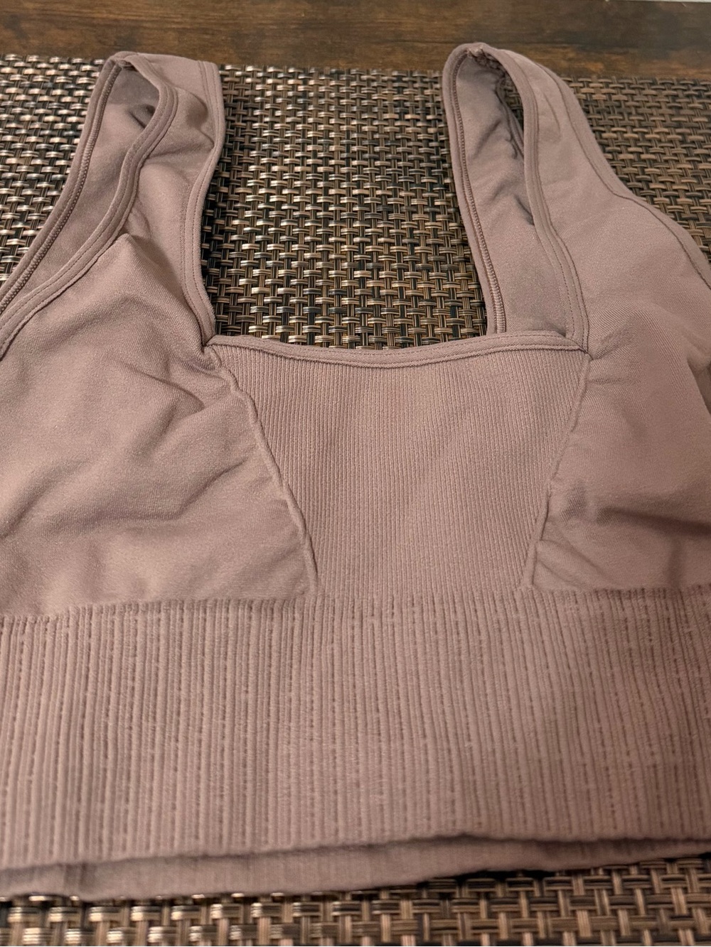 NWOT Free People XS/S seamless ribbed Square Neck Bralette Crop Top Mauve Taupe